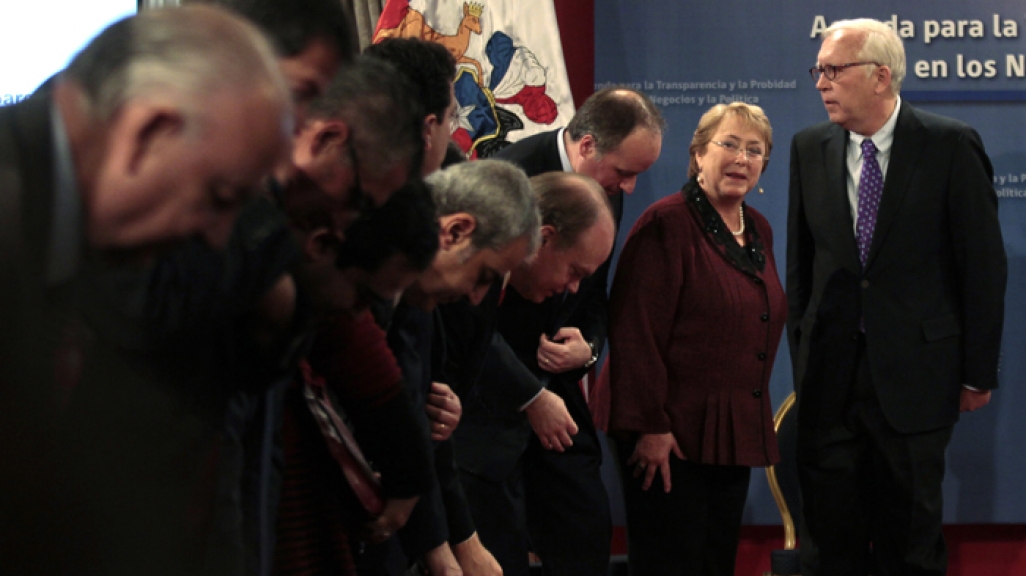 Michelle Bachelet announcing the new cabinet ministers