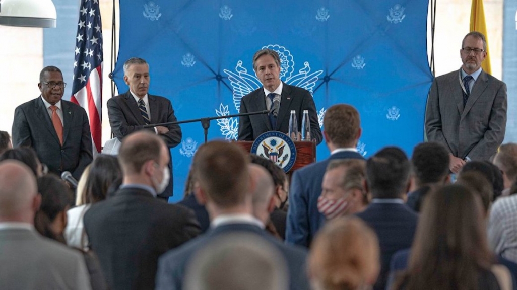 U.S. Secretary of State Antony Blinken at the U.S. Embassy in Bogotá, Colombia. (Image: @SecBlinken on Twitter)