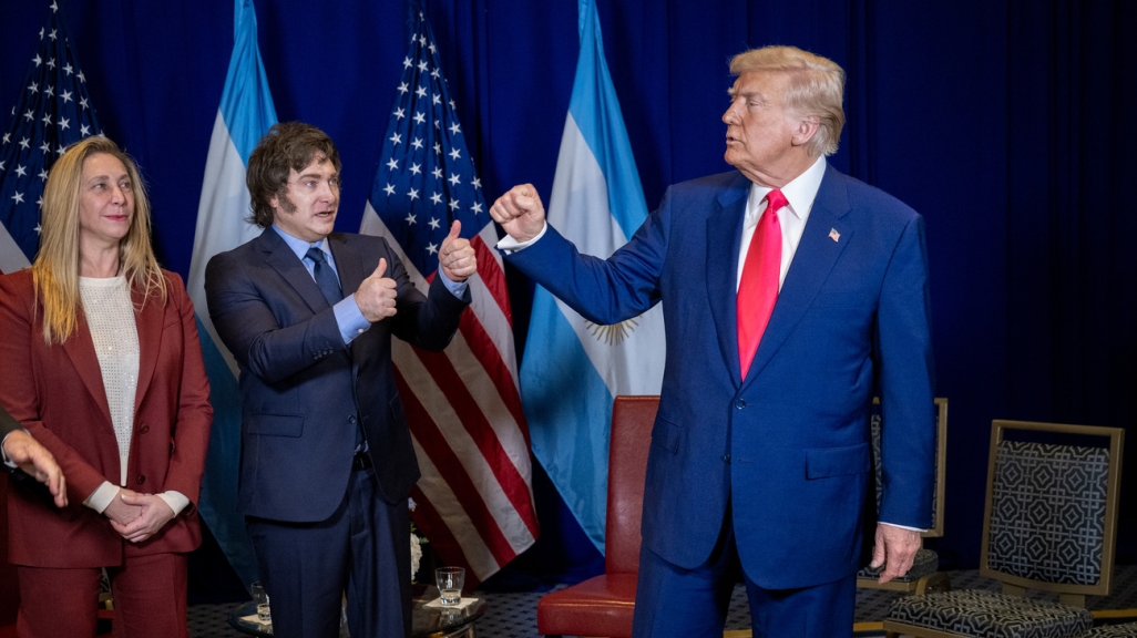 Karina Milei, Argentine President Javier Milei, and U.S. President Donald Trump. (White House)