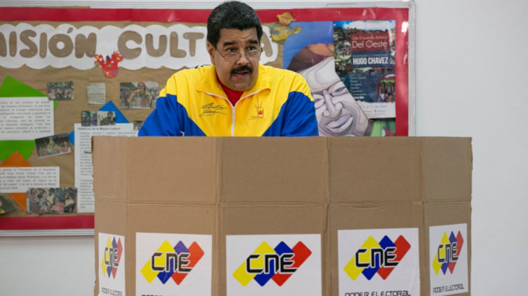 Nicolas Maduro voting in Venezuela elections