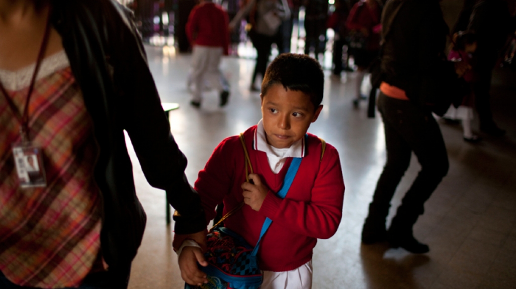 A student at a school in Mexico City.
