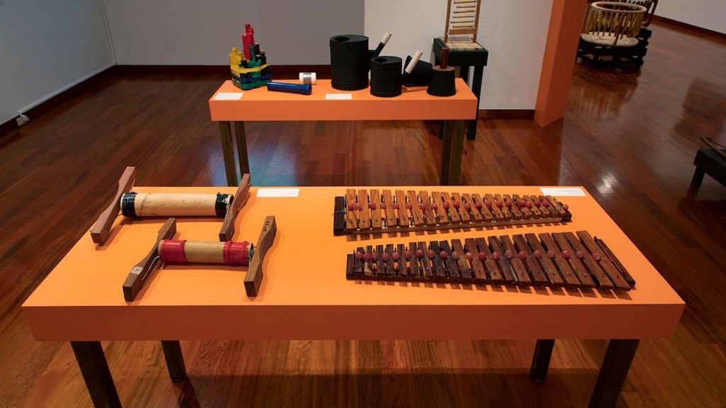 Installation of Joaquín Orellana: The Spine of Music at Americas Society. (Image: Alexander Perrelli)