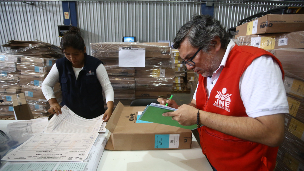 Election workers in Peru