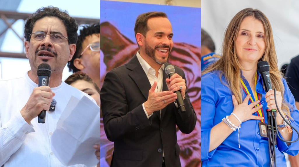 (L-R) Frontrunners Iván Cepeda, Abelardo de la Espriella, and Paloma Valencia.