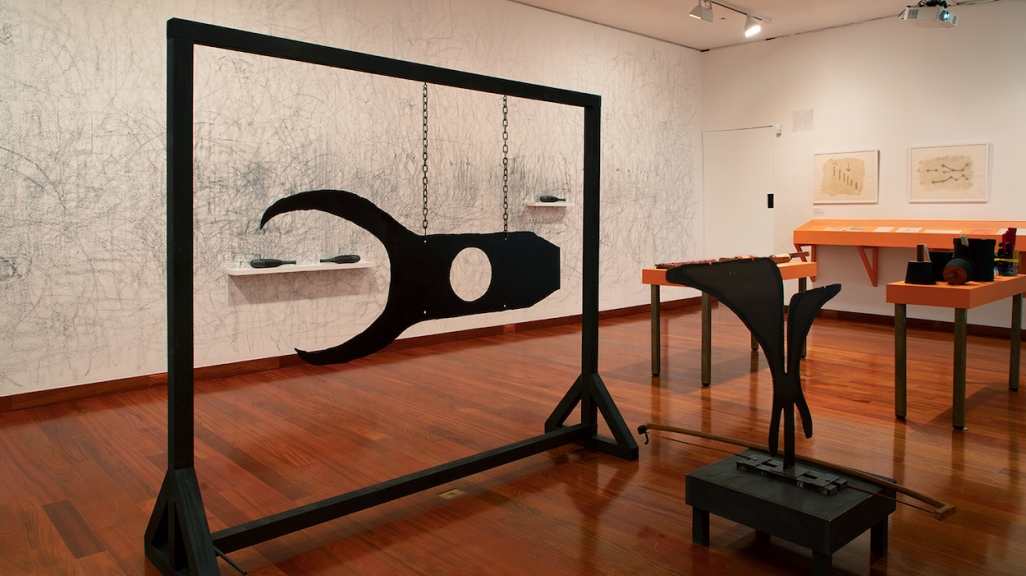 Installation of Joaquín Orellana: The Spine of Music at Americas Society.