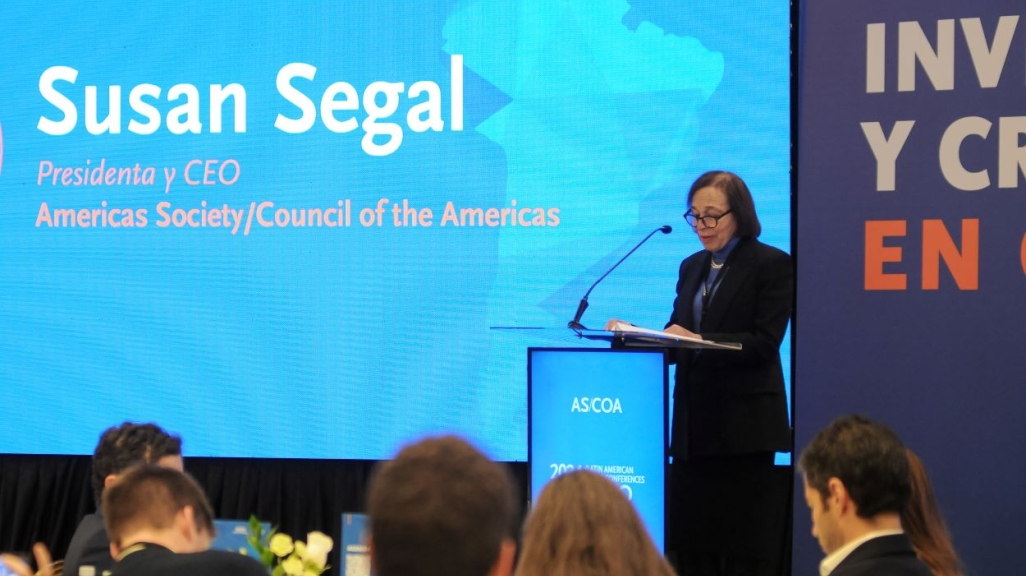 Susan Segal standing on the podium