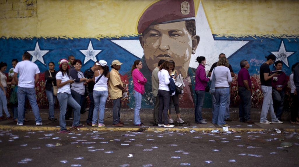 Venezuelan voters line up on December 6.