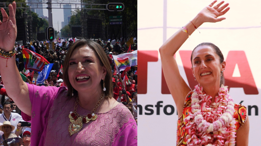 Presidential hopefuls Xochitl Galvez and Claudia Sheinbaum.