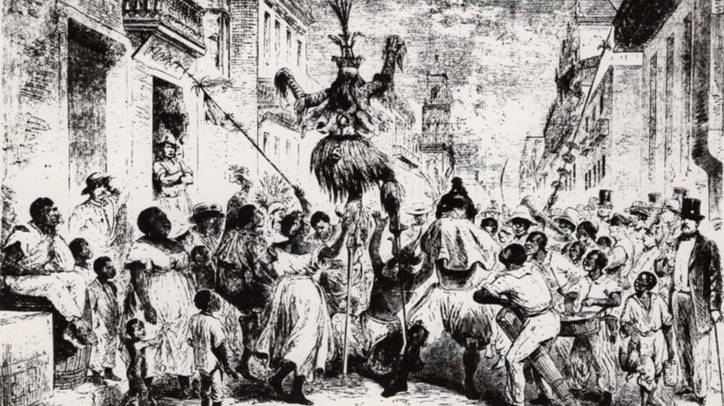 Nineteenth-century engraving of a parading cabildo in Havana.