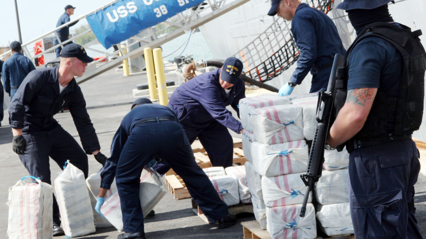 The U.S. Coast Guard seizes illicit materials. (AP)