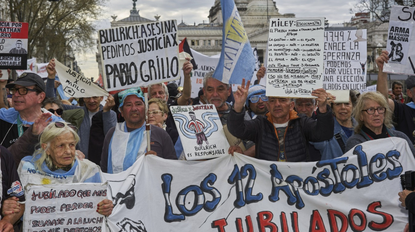 Retirees protesting in Argentina. (AP)