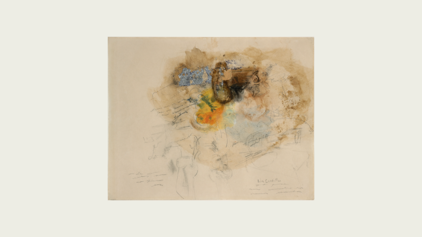 Lilia Carrillo, Sin título (Untitled), 1968. Gouache, silver leaf and graphite on cardboard. 9 x 11 5/8 in. (23 x 29.5 cm.). Courtesy of kurimanzutto, Mexico City / New York.