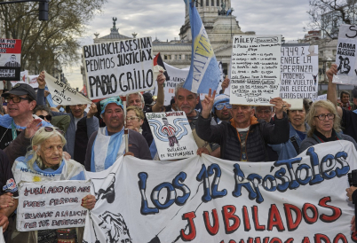 Retirees protesting in Argentina. (AP)
