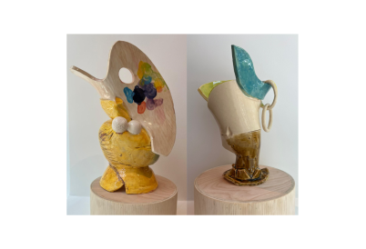 Alejandra Seeber, Trophy 1 and Trophy 2, 2024, ceramic.