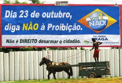 Public Banner in Brazil Against Gun Control