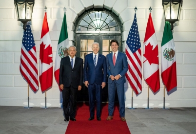 (L–R): President López Obrador, President Biden, and Prime Minister Trudeau. (Image: U.S. government works)
