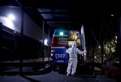 Ambulance worker in Argentina. (AP)