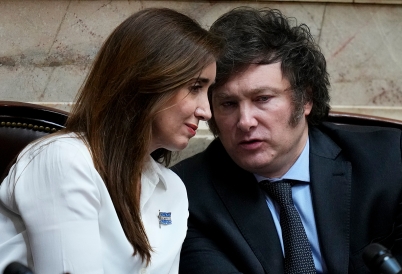 (L–R): Argentina's incoming Vice President Victoria Villarruel and President Javier Milei. (AP)