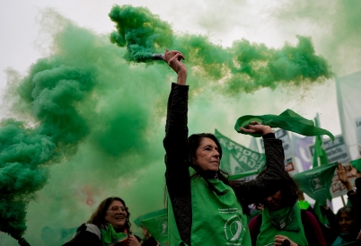 Reproductive rights protestors in Argentina. (AP)