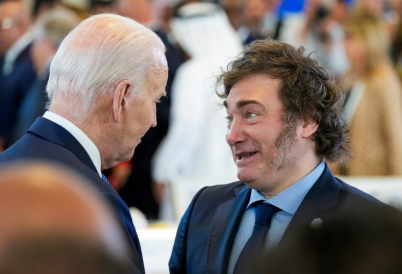 U.S. President Joe Biden (L) and Argentine President Javier Milei. (AP)
