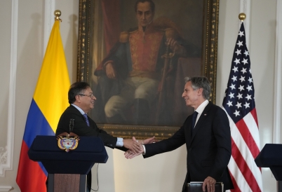 Colombian President Gustavo Petro (L) and U.S. Secretary of State Antony Blinken. (AP)