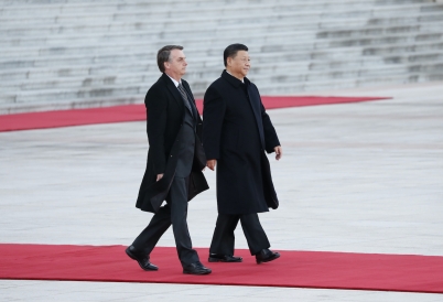 Presidents Jair Bolsonaro of Brazil and Xi Jinping of China. (AP)
