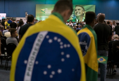 Supporters of Bolsonaro at a rally. (AP)