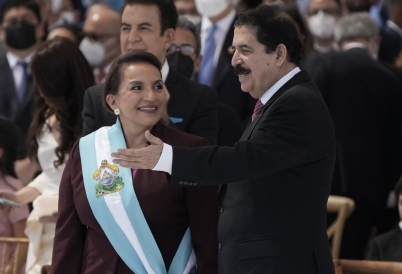President Xiomara Castro and her husband, Mel Zelaya. (AP)