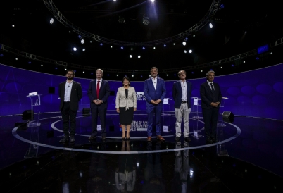 Gabriel Boric, José Antonio Kast, Yasna Provoste, Sebastián Sichel, Eduardo Artés, and Marco Enríquez-Ominami. (AP)