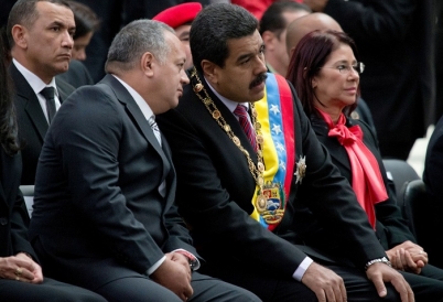 Venezuela's Diosdado Cabello, Nicolás Maduro, Cilia Flores (AP)