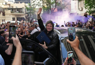 Argentine President Javier Milei on the campaign trail. (AP)