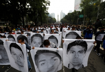 A march in Mexico City for the 43 disappeared students. (AP)