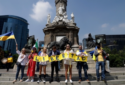 A pro-Ukraine demonstration in Mexico City