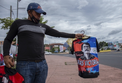 Man holding an Ortega shirt. (AP)