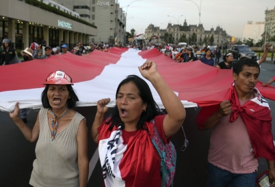 Protesters in Peru. (AP)