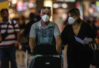 People wearing masks in São Paulo. (AP)