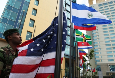 Flag display at Summit of the Americas