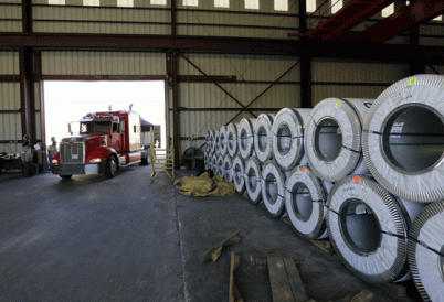 NAFTA trade truck in warehouse