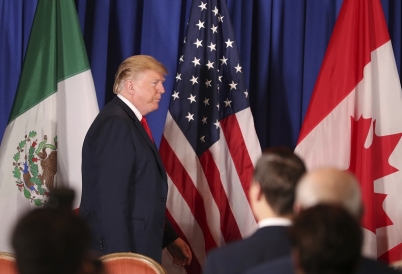 President Trump at the USMCA signing. (AP)