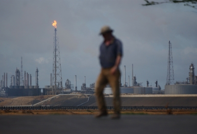 An oil worker in Venezuela. (AP)