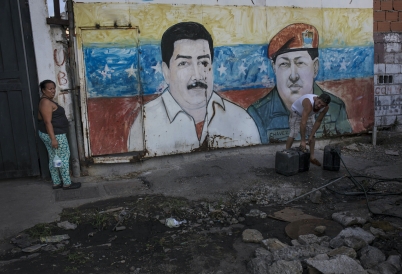 A mural of Nicolás Maduro and Hugo Chávez in Caracas. (AP)