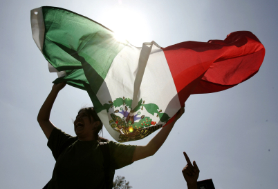 Woman with Mexican Flag