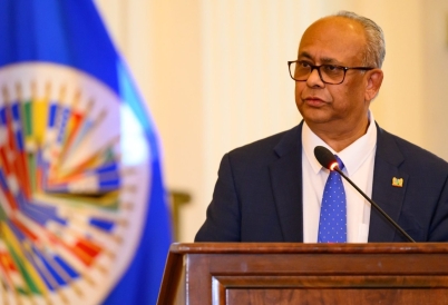 Albert Ramdin speaking at the OAS. (Suriname Foreign Minister)