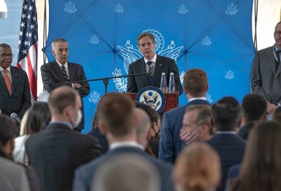 U.S. Secretary of State Antony Blinken at the U.S. Embassy in Bogotá, Colombia. (Image: @SecBlinken on Twitter)