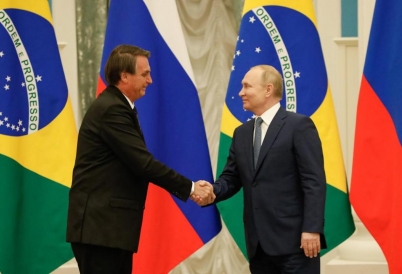 Jair Bolsonaro and Vladimir Putin. (Image: @planalto on Twitter)