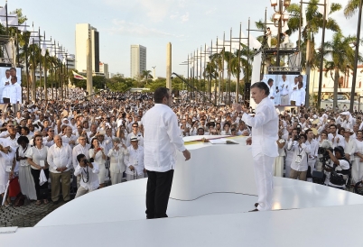 Timochenko and Juan Manuel Santos Cartagena Colombia FARC peace