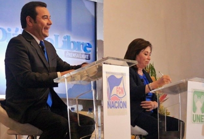 Jimmy Morales and Sandra Torres debate
