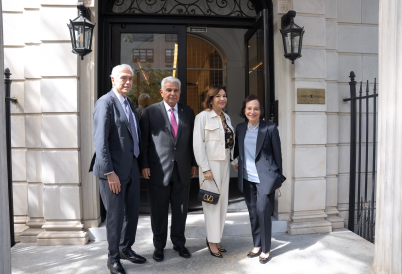 AS/COA's Andrés Gluski, Panamanian President José Raúl Mulino, Panamanian First Lady Maricel Cohen de Mulino and AS/COA's Susan Segal. (Roey Yohai/Roey Yohai Photography)