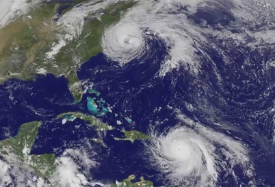 Map of hurricanes Maria and Irma in the Caribbean