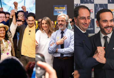 (L-R) Aida Quilcué, Iván Cepeda; Paloma Valencia, Juan Daniel Oviedo; José Manuel Restrepo, Abelardo de la Espriella.